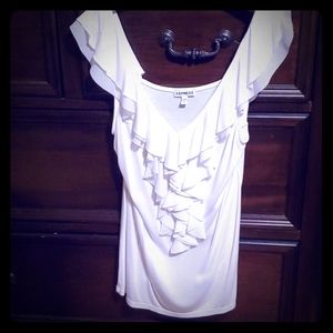 Express whit ruffle tank size small